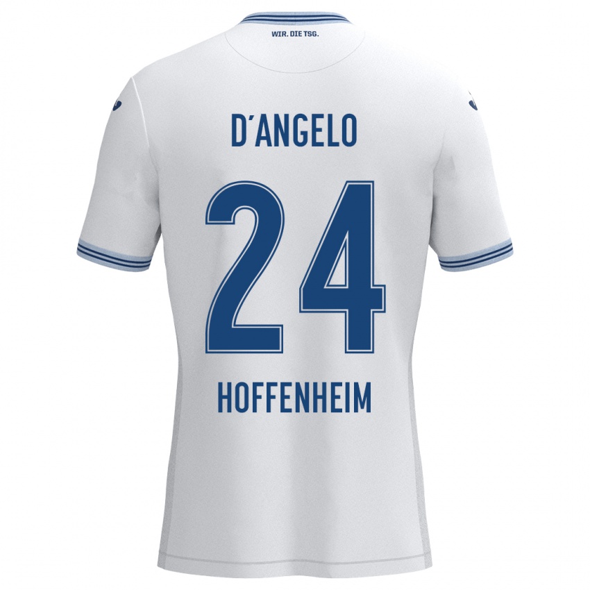 Niño Camiseta Chiara D'angelo #24 Blanco Azul 2ª Equipación 2024/25 La Camisa