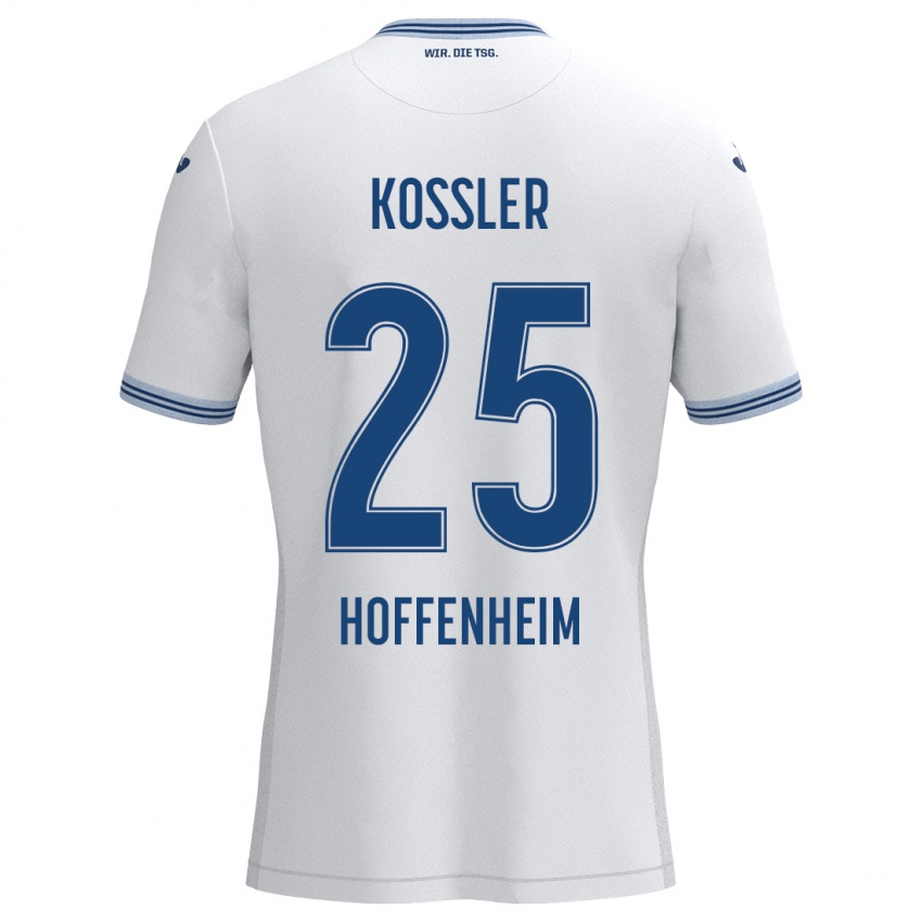 Niño Camiseta Melissa Kössler #25 Blanco Azul 2ª Equipación 2024/25 La Camisa