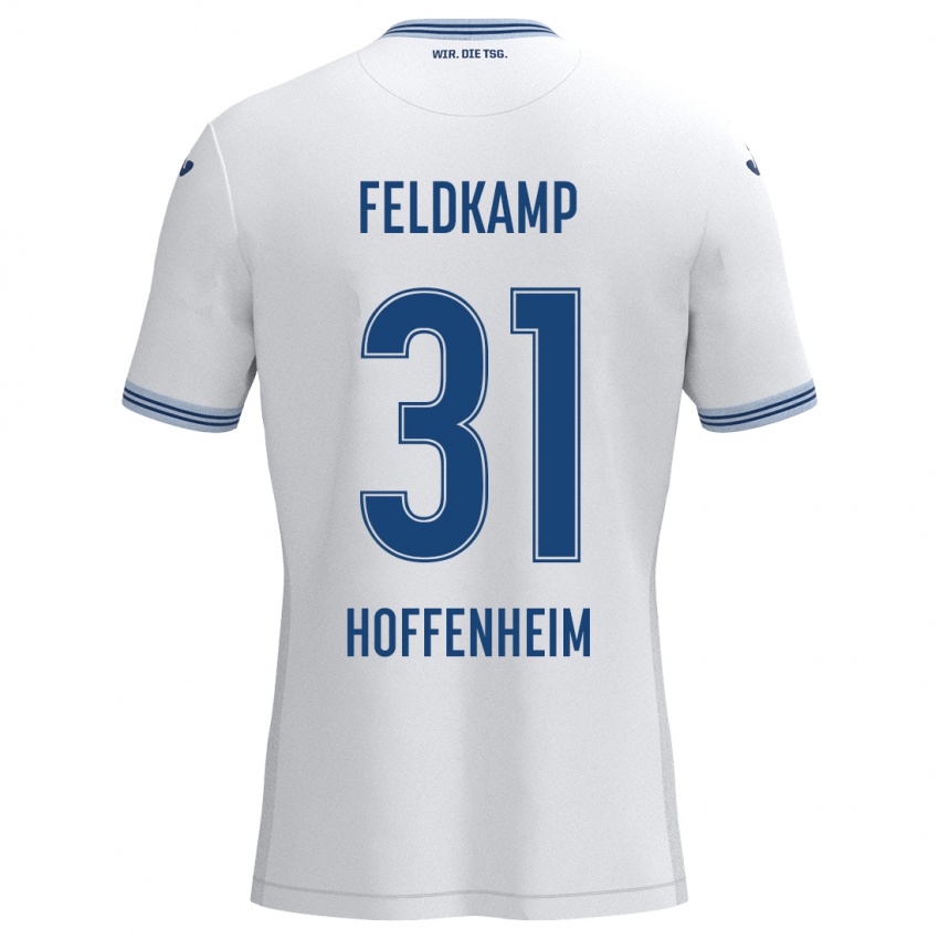 Niño Camiseta Jana Feldkamp #31 Blanco Azul 2ª Equipación 2024/25 La Camisa