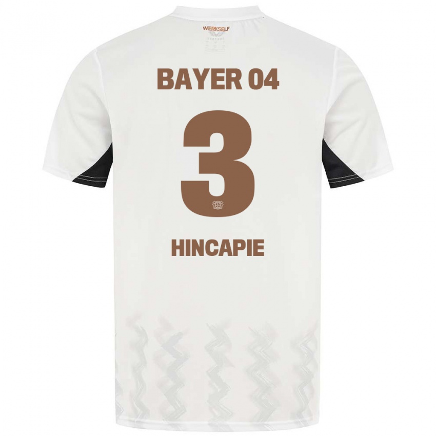 Niño Camiseta Piero Hincapié #3 Blanco Negro 2ª Equipación 2024/25 La Camisa