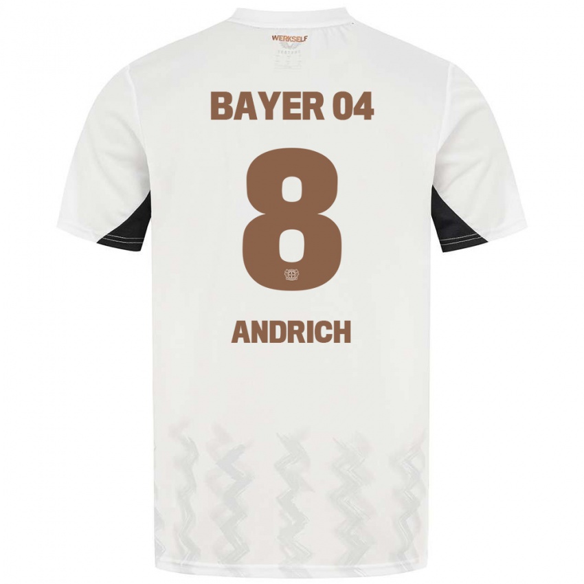 Niño Camiseta Robert Andrich #8 Blanco Negro 2ª Equipación 2024/25 La Camisa