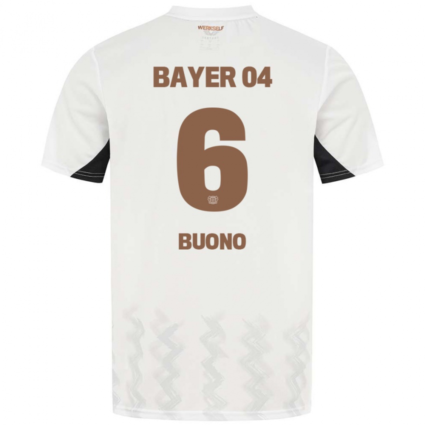 Niño Camiseta Francesco Buono #6 Blanco Negro 2ª Equipación 2024/25 La Camisa