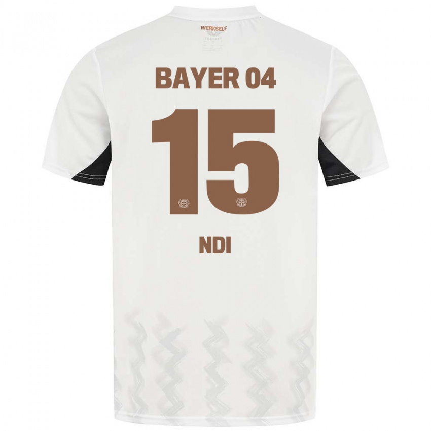 Niño Camiseta Bradley Ndi #15 Blanco Negro 2ª Equipación 2024/25 La Camisa