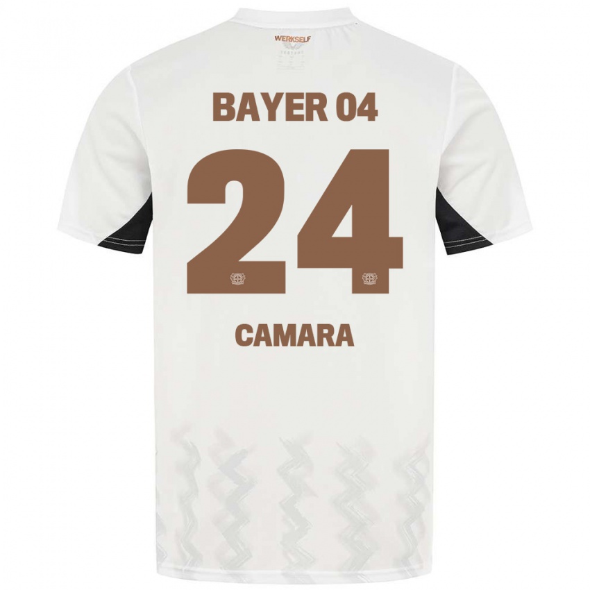 Niño Camiseta Nourdine Camara #24 Blanco Negro 2ª Equipación 2024/25 La Camisa