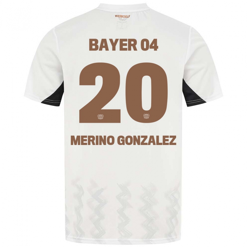 Niño Camiseta Estrella Merino Gonzalez #20 Blanco Negro 2ª Equipación 2024/25 La Camisa