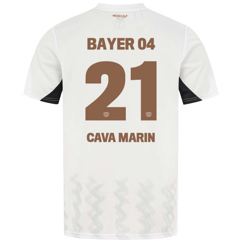 Niño Camiseta Sofia Cava Marin #21 Blanco Negro 2ª Equipación 2024/25 La Camisa