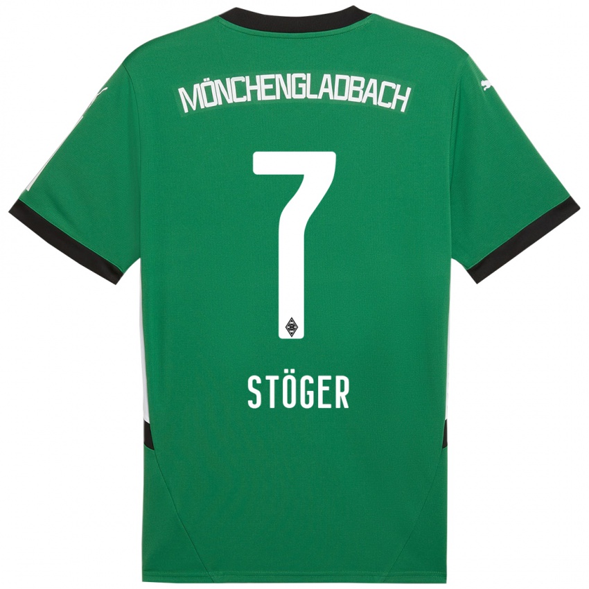 Niño Camiseta Kevin Stöger #7 Verde Blanco 2ª Equipación 2024/25 La Camisa