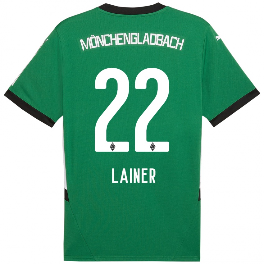 Niño Camiseta Stefan Lainer #22 Verde Blanco 2ª Equipación 2024/25 La Camisa