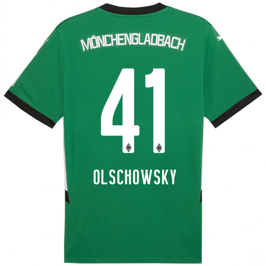 Niño Camiseta Jan Olschowsky #41 Verde Blanco 2ª Equipación 2024/25 La Camisa