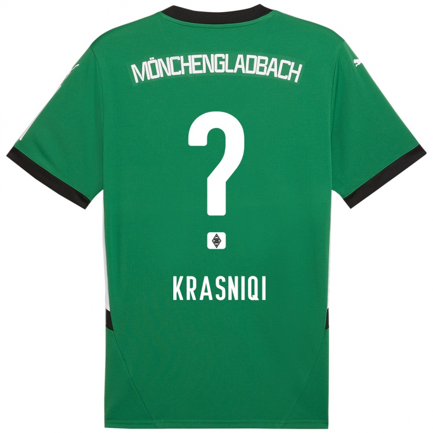 Niño Camiseta Engjell Krasniqi #0 Verde Blanco 2ª Equipación 2024/25 La Camisa