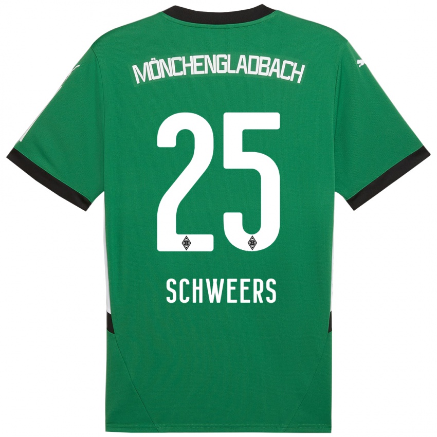 Niño Camiseta Lion Schweers #25 Verde Blanco 2ª Equipación 2024/25 La Camisa