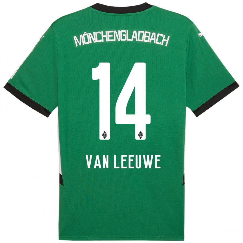 Niño Camiseta Kyra Van Leeuwe #14 Verde Blanco 2ª Equipación 2024/25 La Camisa