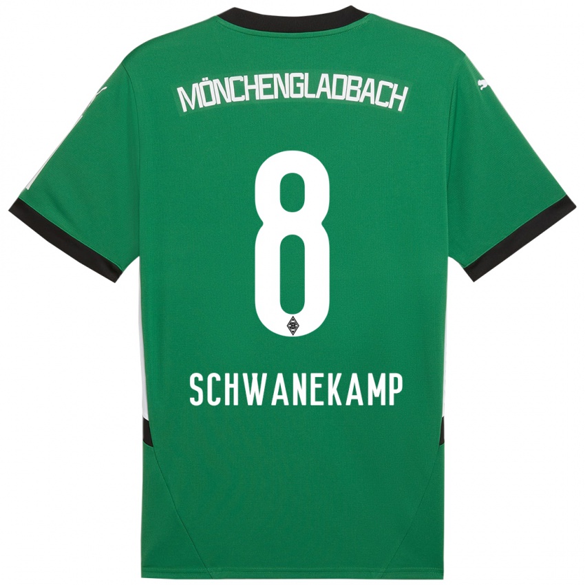 Niño Camiseta Jana Schwanekamp #8 Verde Blanco 2ª Equipación 2024/25 La Camisa