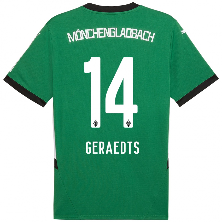 Niño Camiseta Kelsey Geraedts #14 Verde Blanco 2ª Equipación 2024/25 La Camisa