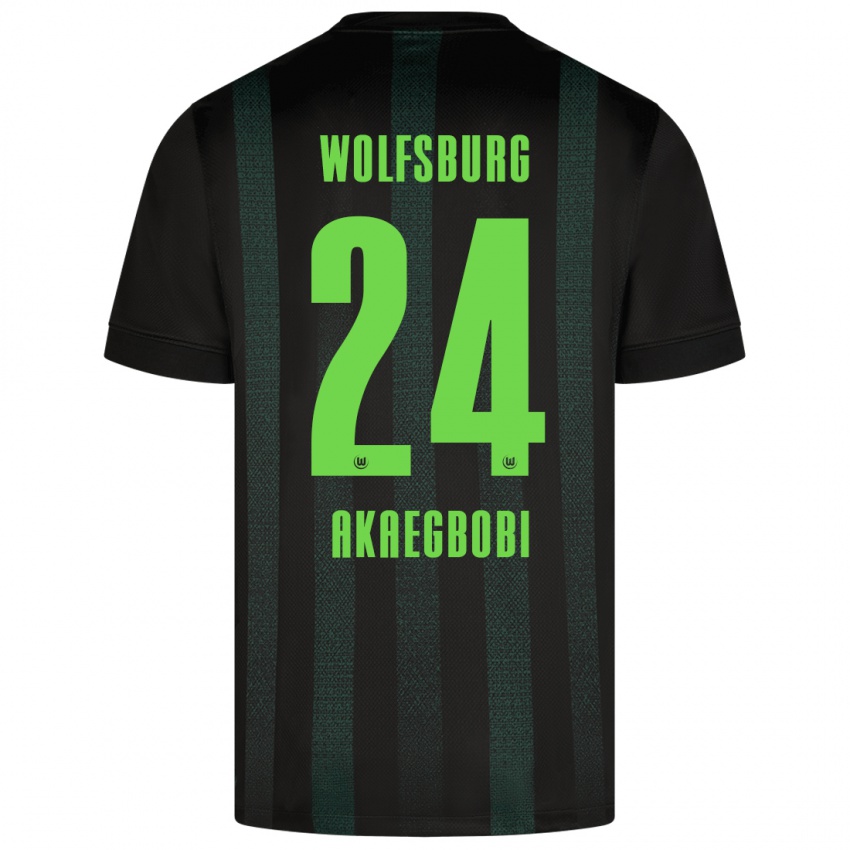 Niño Camiseta Jonathan Akaegbobi #24 Verde Oscuro 2ª Equipación 2024/25 La Camisa