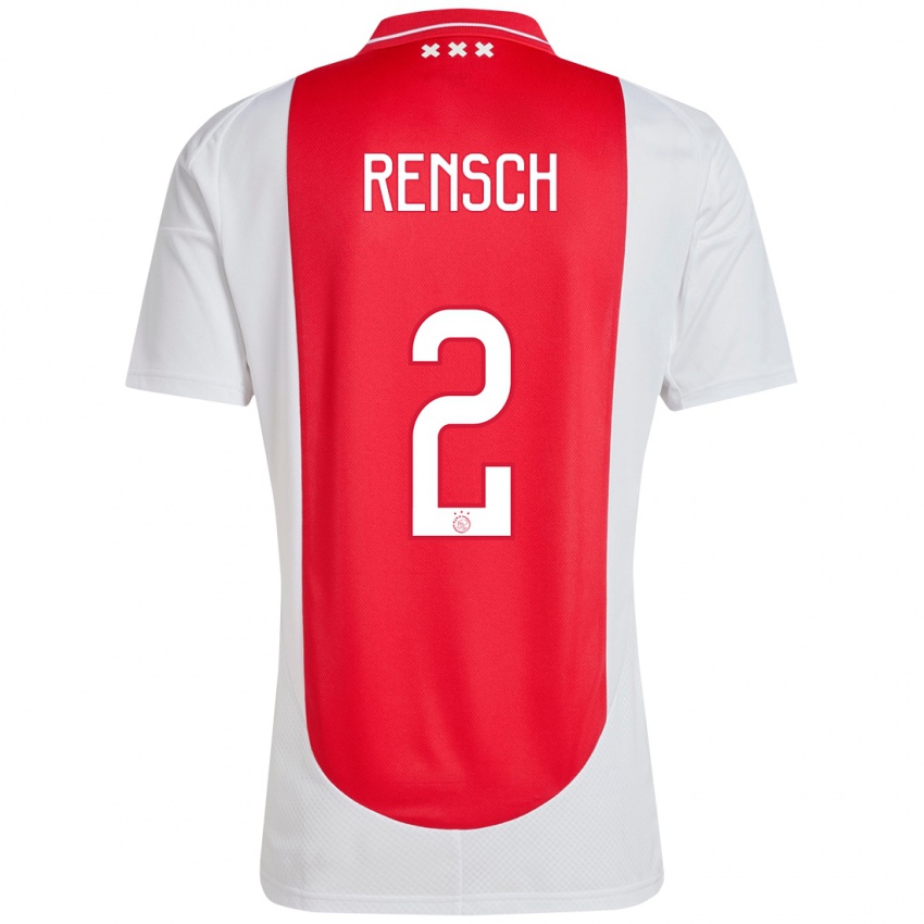 Hombre Camiseta Devyne Rensch #2 Rojo Blanco 1ª Equipación 2024/25 La Camisa