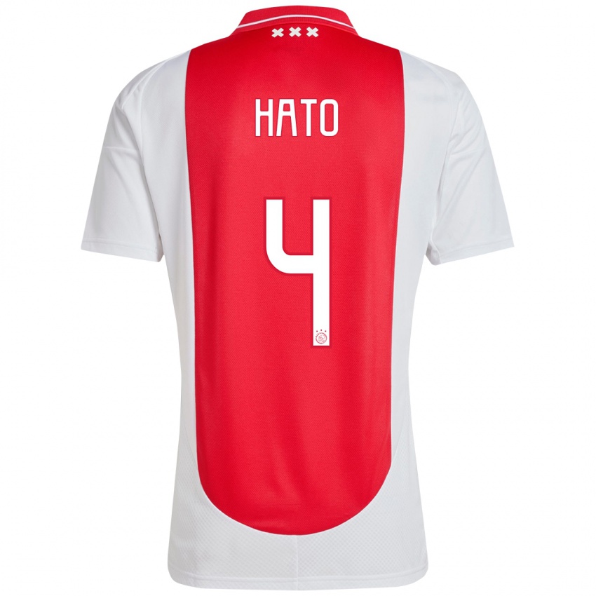 Hombre Camiseta Jorrel Hato #4 Rojo Blanco 1ª Equipación 2024/25 La Camisa