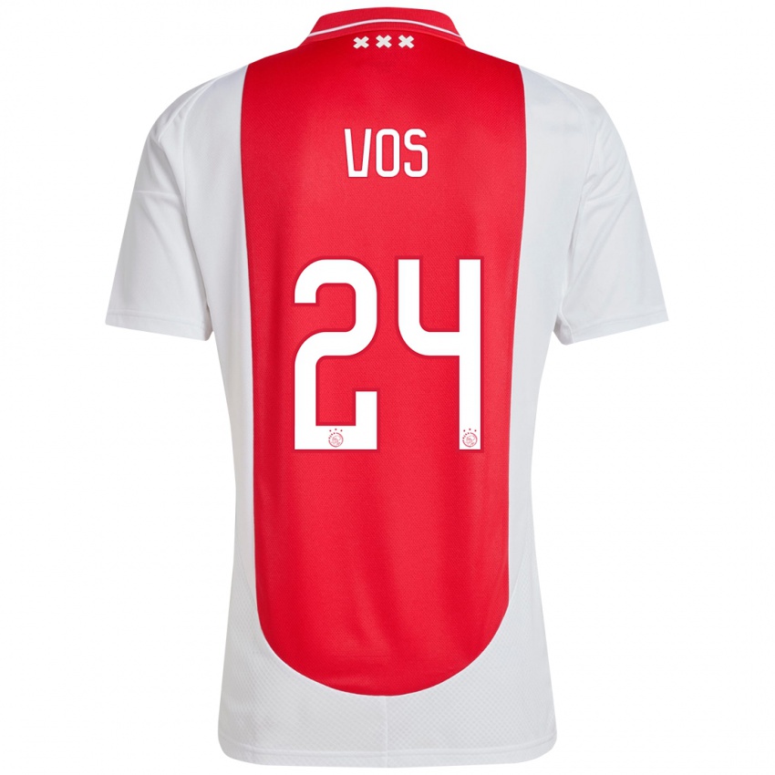 Hombre Camiseta Silvano Vos #24 Rojo Blanco 1ª Equipación 2024/25 La Camisa