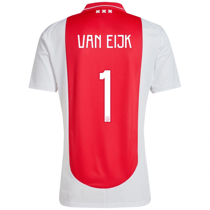 Hombre Camiseta Regina Van Eijk #1 Rojo Blanco 1ª Equipación 2024/25 La Camisa