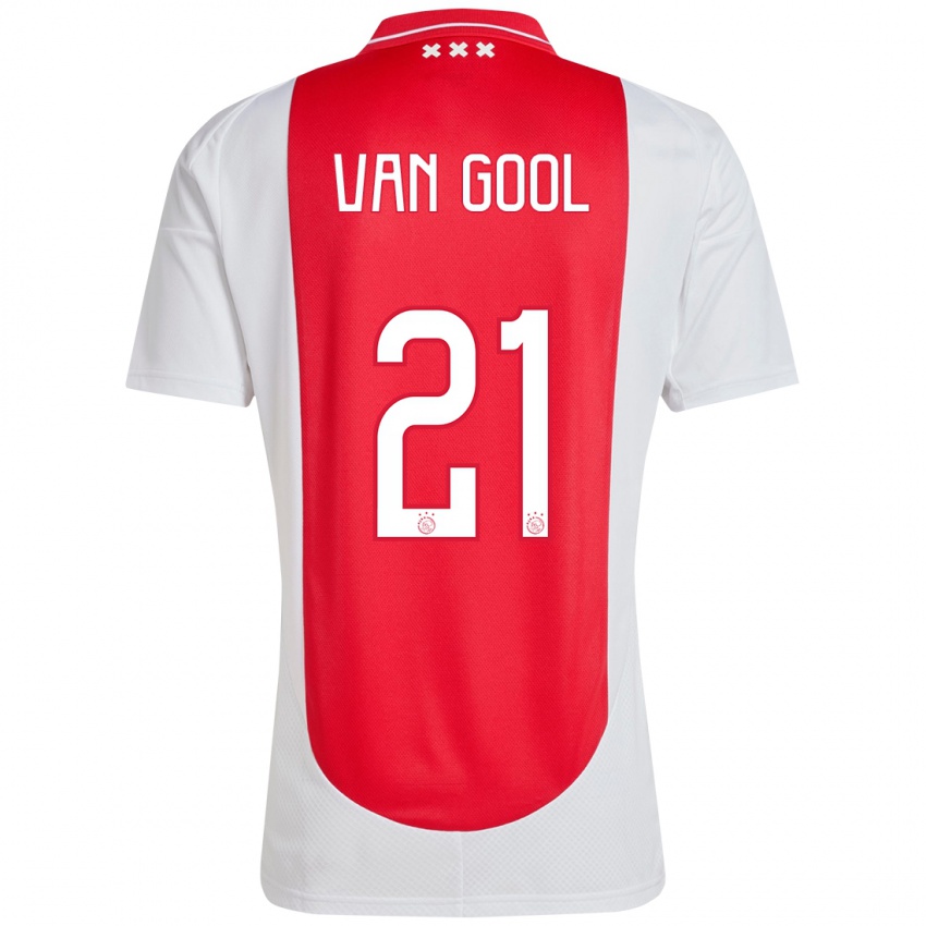 Hombre Camiseta Rosa Van Gool #21 Rojo Blanco 1ª Equipación 2024/25 La Camisa