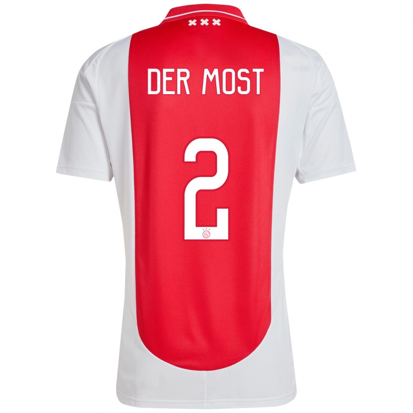 Hombre Camiseta Liza Van Der Most #2 Rojo Blanco 1ª Equipación 2024/25 La Camisa