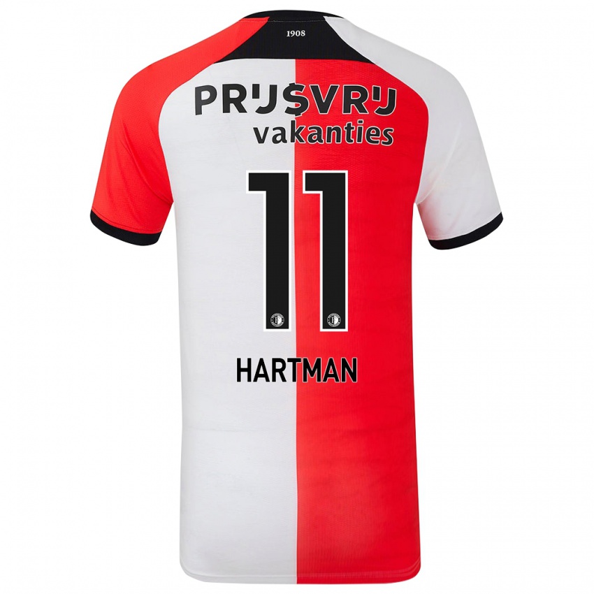 Hombre Camiseta Quilindschy Hartman #11 Rojo Blanco 1ª Equipación 2024/25 La Camisa