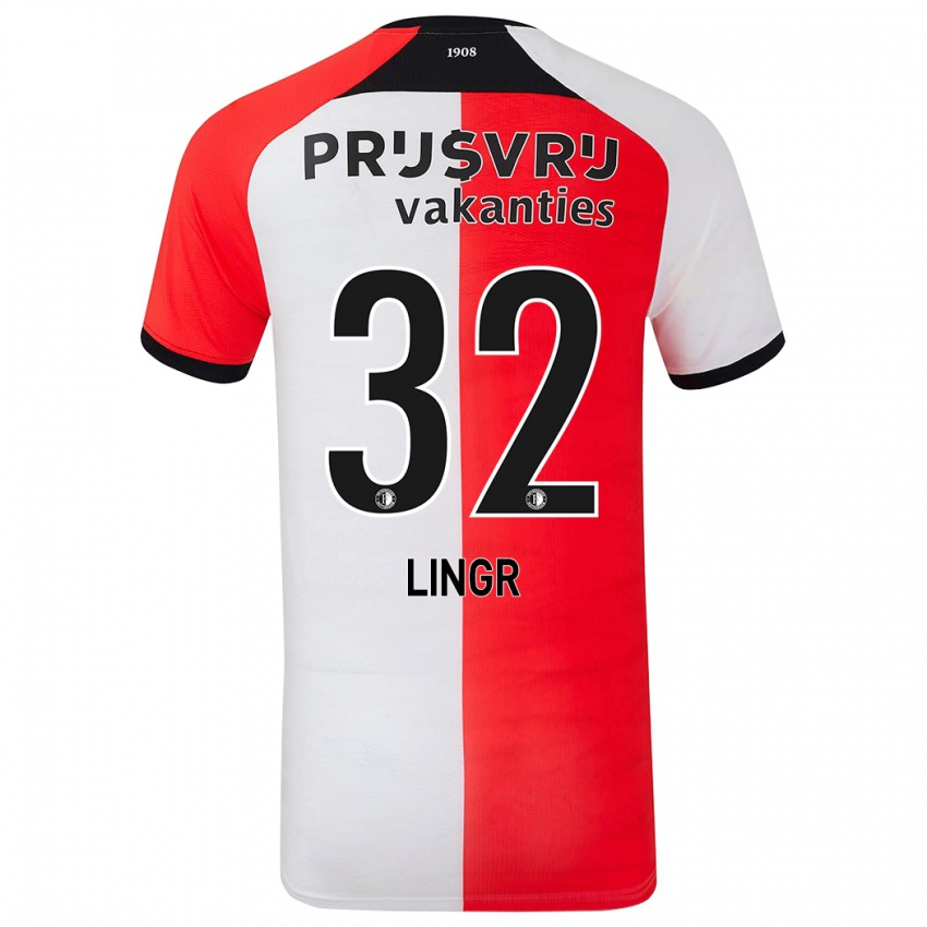 Hombre Camiseta Ondrej Lingr #32 Rojo Blanco 1ª Equipación 2024/25 La Camisa