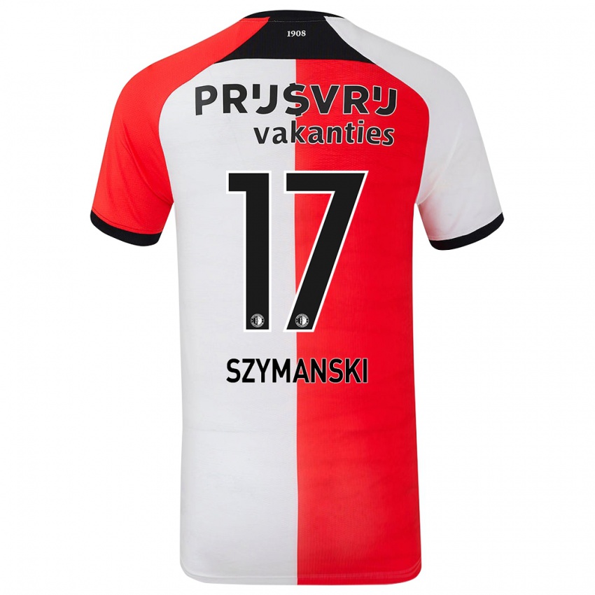 Hombre Camiseta Sebastian Szymanski #17 Rojo Blanco 1ª Equipación 2024/25 La Camisa