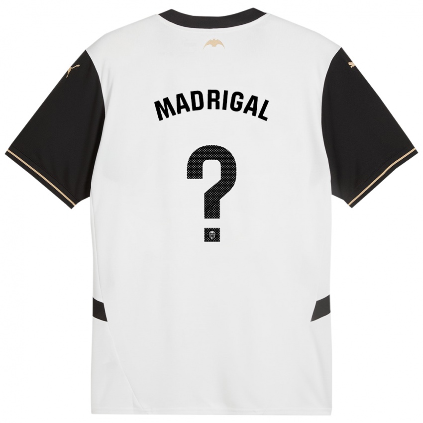 Hombre Camiseta Warren Madrigal #0 Blanco Negro 1ª Equipación 2024/25 La Camisa