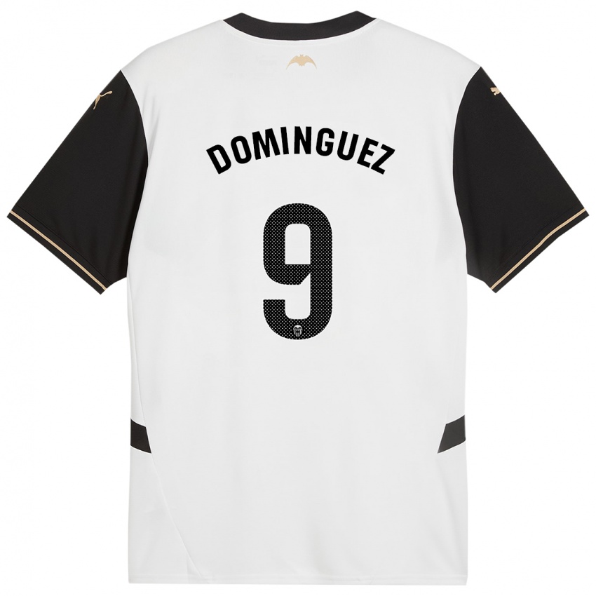 Hombre Camiseta Mario Dominguez #9 Blanco Negro 1ª Equipación 2024/25 La Camisa