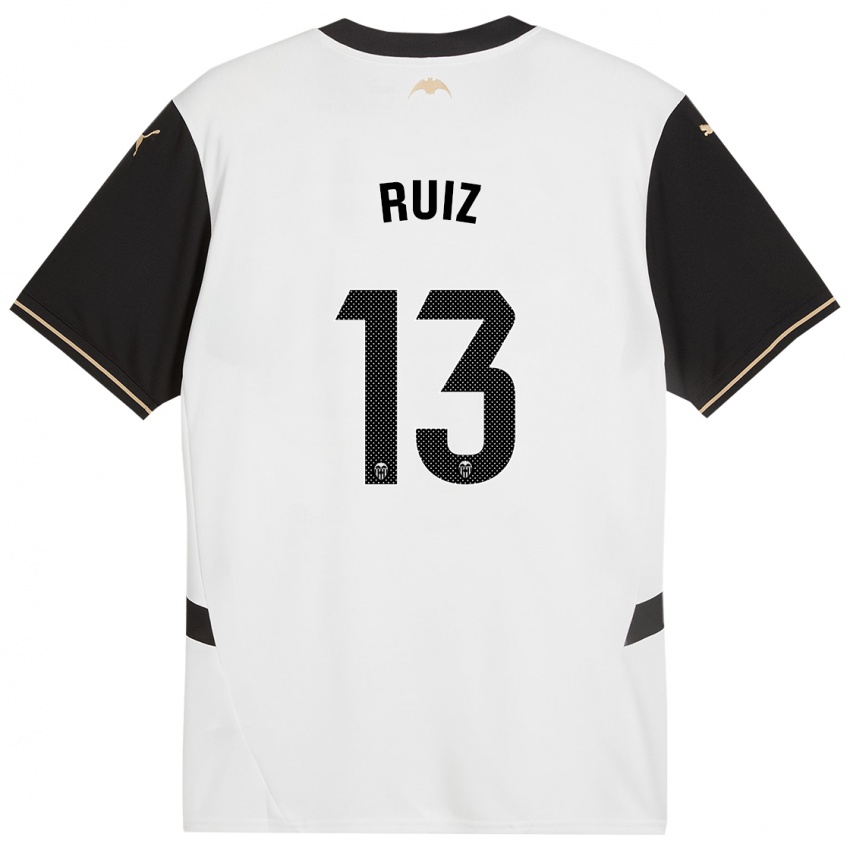 Hombre Camiseta Nil Ruiz #13 Blanco Negro 1ª Equipación 2024/25 La Camisa