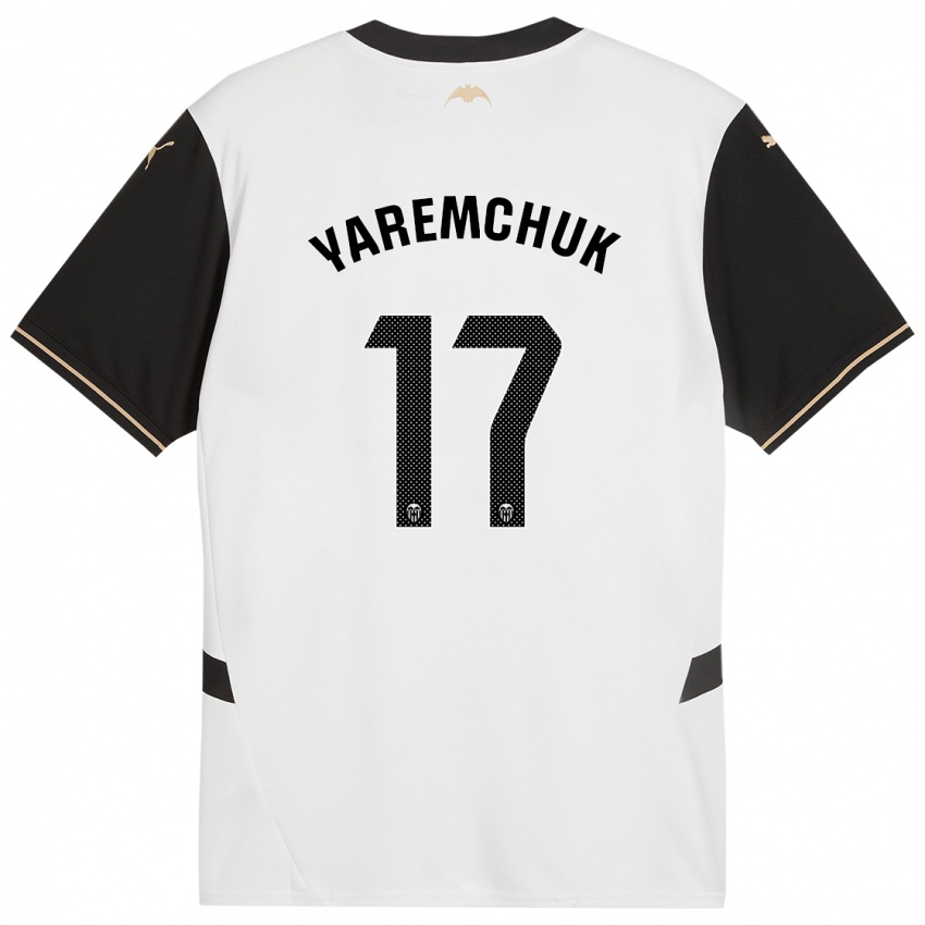 Hombre Camiseta Roman Yaremchuk #17 Blanco Negro 1ª Equipación 2024/25 La Camisa