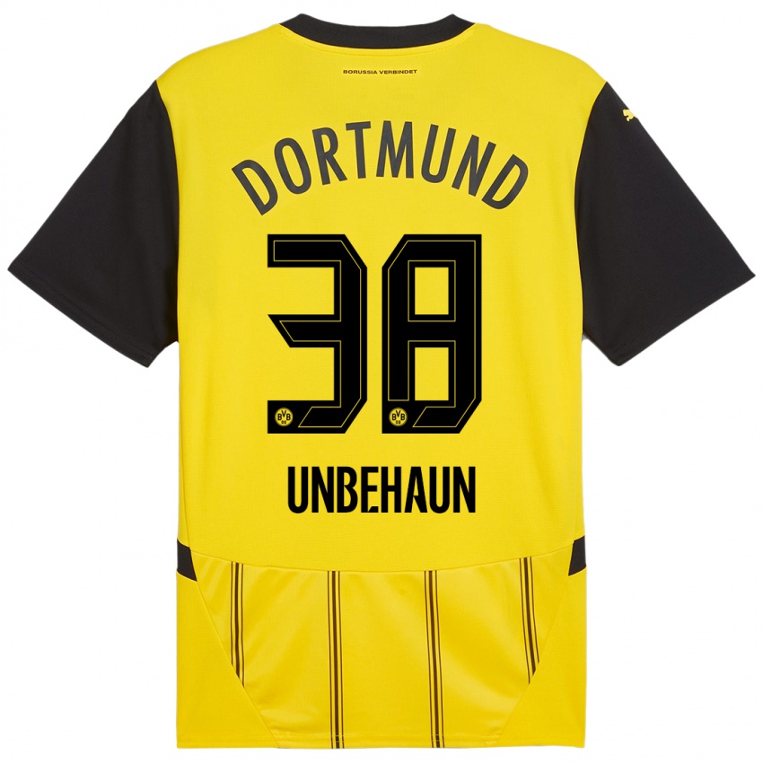 Hombre Camiseta Luca Unbehaun #38 Amarillo Negro 1ª Equipación 2024/25 La Camisa