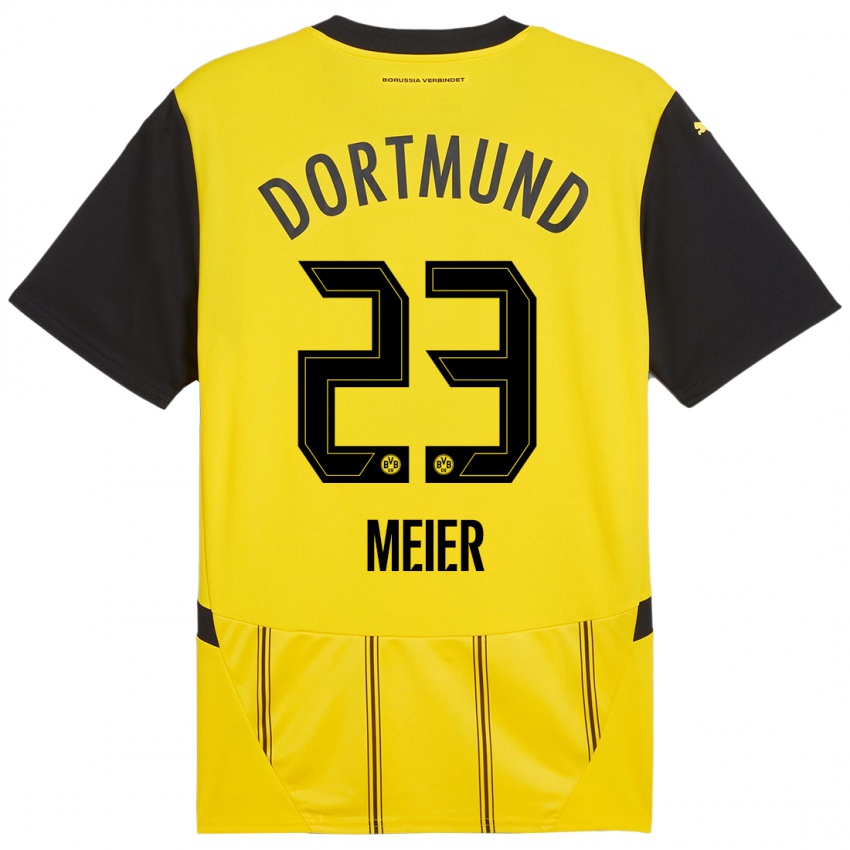 Hombre Camiseta Maximilian Meier #23 Amarillo Negro 1ª Equipación 2024/25 La Camisa