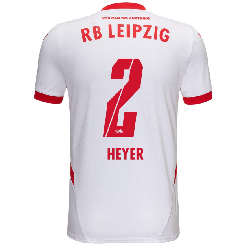 Hombre Camiseta Friedrich Heyer #2 Blanco Rojo 1ª Equipación 2024/25 La Camisa