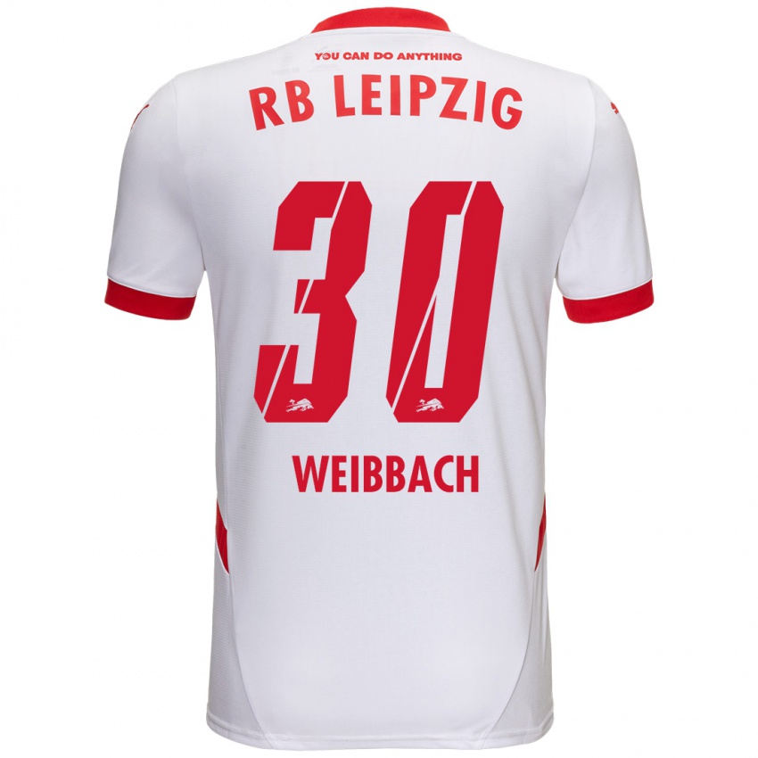 Hombre Camiseta Noah Weißbach #30 Blanco Rojo 1ª Equipación 2024/25 La Camisa