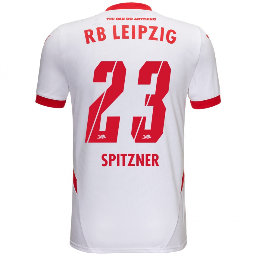 Hombre Camiseta Kyra Spitzner #23 Blanco Rojo 1ª Equipación 2024/25 La Camisa