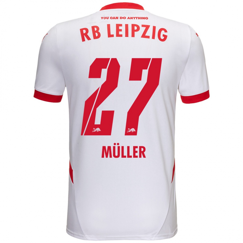 Hombre Camiseta Marlene Müller #27 Blanco Rojo 1ª Equipación 2024/25 La Camisa