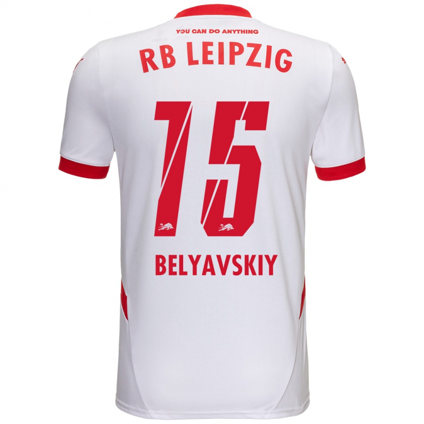 Hombre Camiseta David Belyavskiy #15 Blanco Rojo 1ª Equipación 2024/25 La Camisa