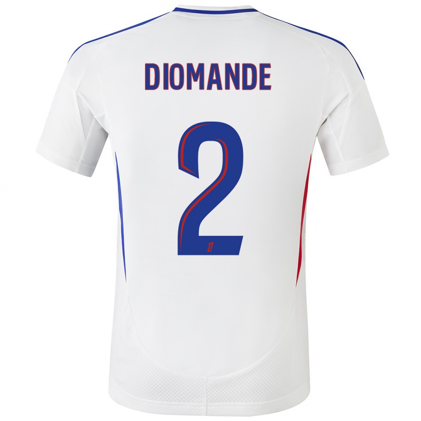 Hombre Camiseta Sinaly Diomande #2 Blanco Azul 1ª Equipación 2024/25 La Camisa