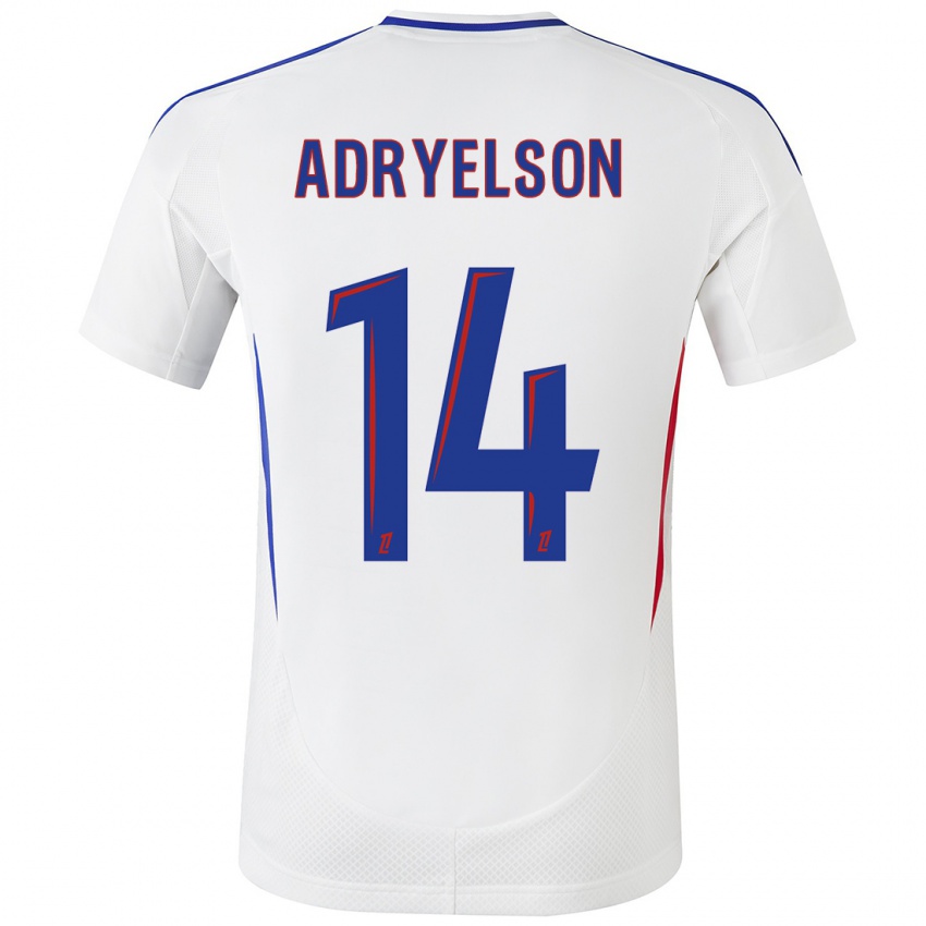 Hombre Camiseta Adryelson #14 Blanco Azul 1ª Equipación 2024/25 La Camisa