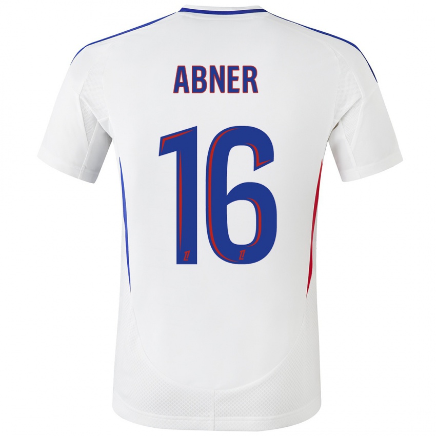 Hombre Camiseta Abner #16 Blanco Azul 1ª Equipación 2024/25 La Camisa