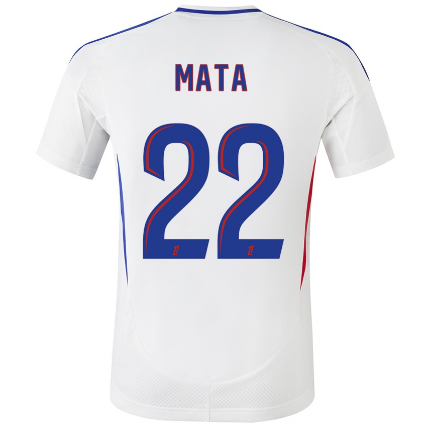 Hombre Camiseta Clinton Mata #22 Blanco Azul 1ª Equipación 2024/25 La Camisa