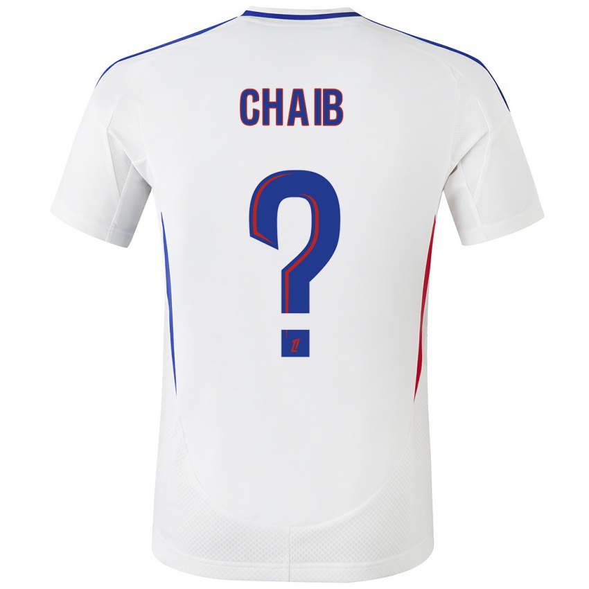 Hombre Camiseta Yacine Chaib #0 Blanco Azul 1ª Equipación 2024/25 La Camisa