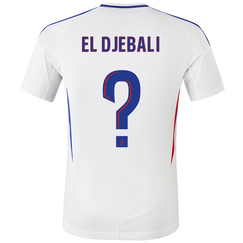 Hombre Camiseta Chaim El Djebali #0 Blanco Azul 1ª Equipación 2024/25 La Camisa