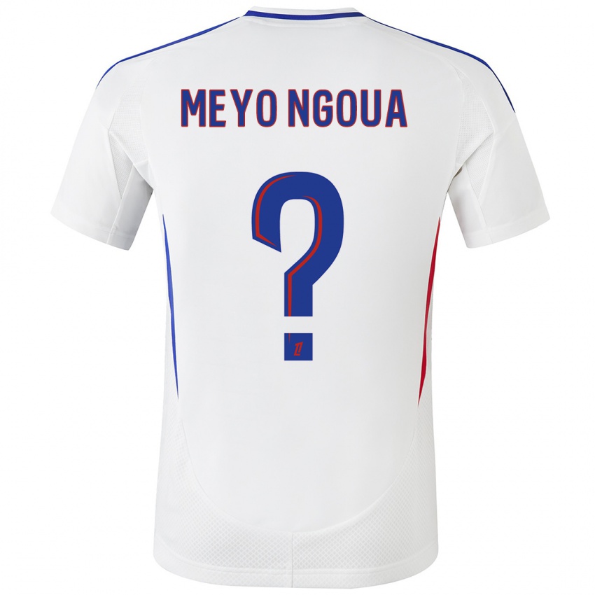 Hombre Camiseta Bryan Meyo Ngoua #0 Blanco Azul 1ª Equipación 2024/25 La Camisa