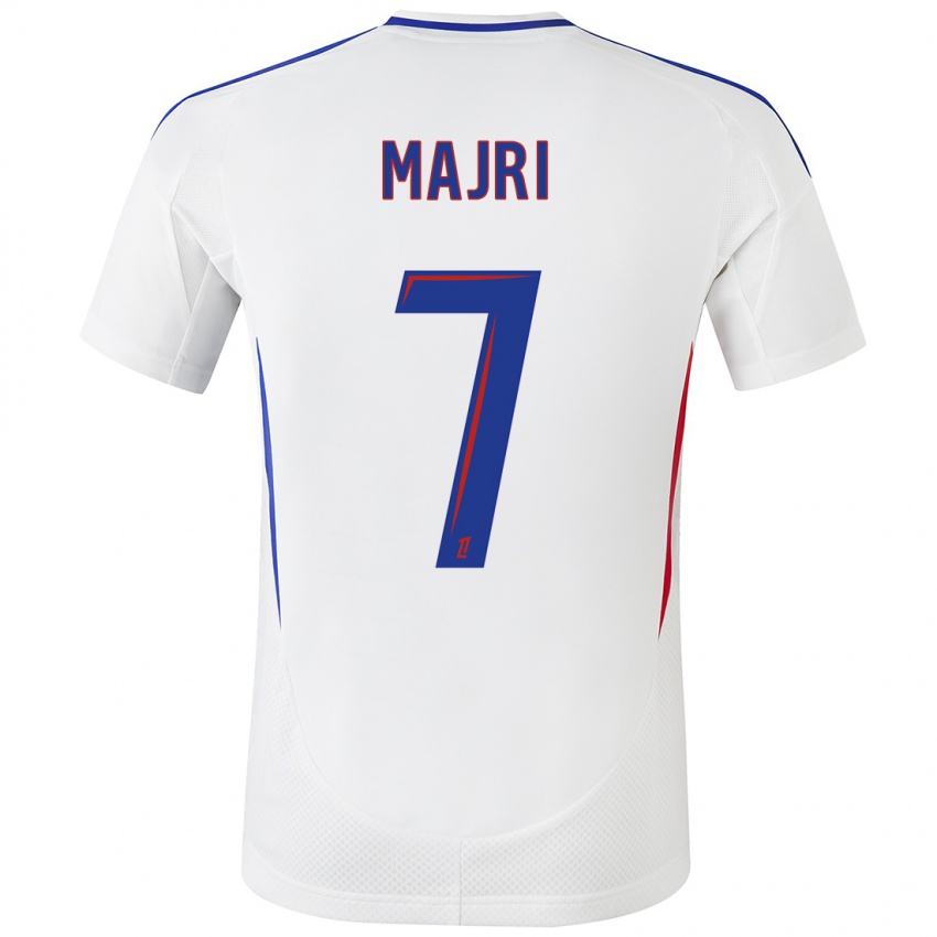 Hombre Camiseta Amel Majri #7 Blanco Azul 1ª Equipación 2024/25 La Camisa