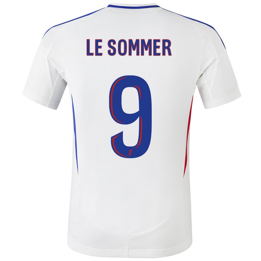 Hombre Camiseta Eugenie Le Sommer #9 Blanco Azul 1ª Equipación 2024/25 La Camisa