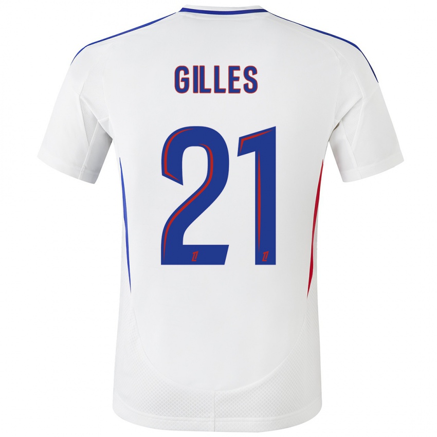 Hombre Camiseta Vanessa Gilles #21 Blanco Azul 1ª Equipación 2024/25 La Camisa