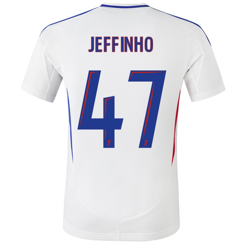 Hombre Camiseta Jeffinho #47 Blanco Azul 1ª Equipación 2024/25 La Camisa